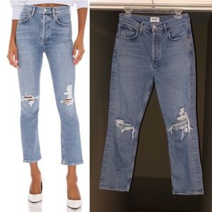 Agolde “Riley” High Rise Distressed Jeans, Size 27.